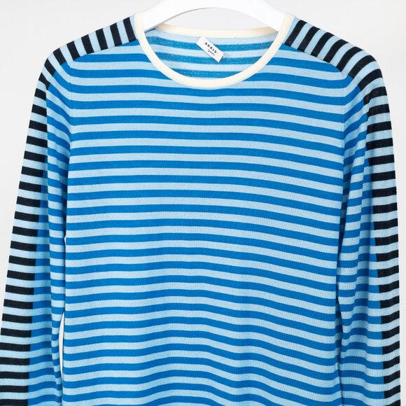 Akris Punto Blue Striped Wool Sweater - Picture 3 of 9